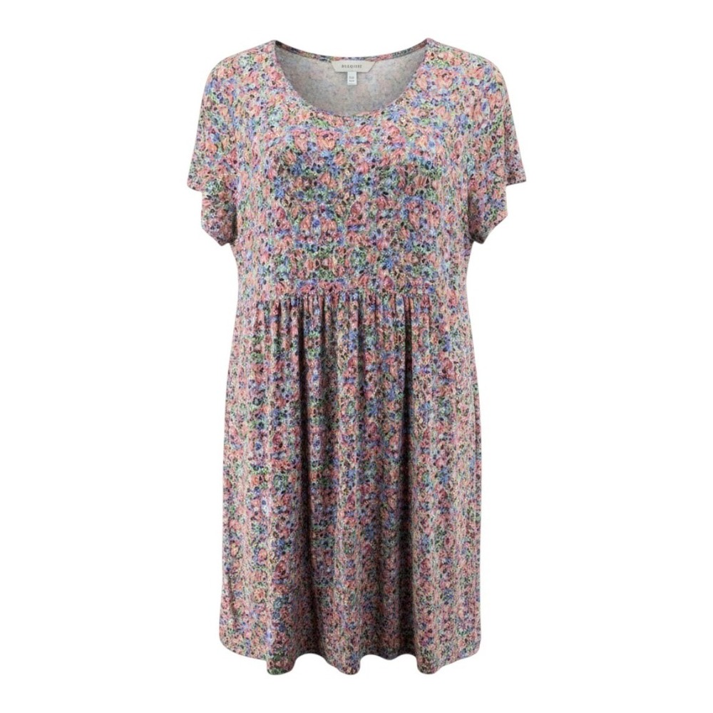J Jill Womens Jumper Dress Size XL Midi Floral Flowers Boho Cottagecore Empire